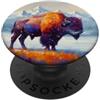 Buffalo Bison Watercolor Art Paint Buffalo American Bison Western Watercolor PopSockets PopGrip Adesivo