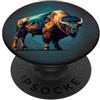 Buffalo Bison Watercolor Art Paint Buffalo American Bison Western Watercolor PopSockets PopGrip Adesivo