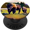 Buffalo Bison Watercolor Art Paint Buffalo American Bison Western Watercolor PopSockets PopGrip Adesivo