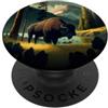 Buffalo Bison Watercolor Art Paint Buffalo American Bison Western Watercolor PopSockets PopGrip Adesivo