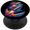 Eschaton Garden Twin Rockets Astronavi retrò nello spazio profondo PopSockets PopGrip Adesivo