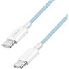 Logilink Cavo di collegamento USB 2.0 di tipo C, da C (maschio) a C (maschio) con rivestimento in nylon, 60 W, blu, 1 m