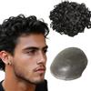 N.L.W. N.L.W 0,04 mm sottile parrucchino in PU di capelli umani per uomo, 10 mm, riccioli afro, parrucchino da uomo, parrucchino di ricambio, misura 10 x 8 (#1B Nero naturale)