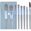 SULIUDAJI 8 Pezzi Set Pennelli Make Up Professionali Set Pennelli da Trucco,con Trousse in Pelle PU Set,per Fondotinta Cipria Correttore Fard e Occhi (blu)