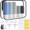 Zosenyer 20 Pezzi Contenitori da Viaggio per Liquidi, Kit Viaggio Liquidi in Silicone, Boccette Flaconi da Viaggio 90 ml Riutilizzabili per Shampoo, Lotion, Crema e Cosmetici, Nessun BPA (Grigio)