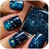 Zimocepuz Unghie Quadrate Corte Adesive,French Blu Scuro Galassia Adesive,Nail Art Donne,Riutilizzabili Naturali