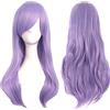 colorful panda Colorfulpanda - Parrucca da donna, capelli lunghi, mossi/ricci, effetto pieno, affascinante, parrucche per cosplay, stile anime Harajuku, Halloween, feste in maschera o uso quotidiano, colore: viola