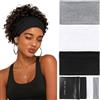 Kavya Fasce per capelli da donna, confezione da 3 fasce elastiche sportive, larghe 15 cm, antiscivolo, nere, accessori per capelli, per trucco, yoga, corsa, palestra