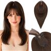 Silk-co Hair Topper per Capelli Veri Donna con Clip Rosso-Marrone, 30cm 35g Hand-tied Toupet Toupee Invisibile con Frangia Sottile