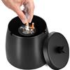Dinhauyon Posacenere Portatile Esterno con Coperchio e Base Antiscivolo, Posacenere Tavolo Chiuso Grande, Portacenere Antivento Acciaio Inox per Ristorante, Bar, Casa, Ufficio, Hotel, Balcone, Giardino (Nero)