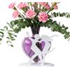 Generisch Vaso a forma di cuore - Bottiglia di presentazione floreale in trasparente, supporto in metallo per gli amanti 'arte, centro romantico minimalista, porta bouquet romantico a forma di cuore |