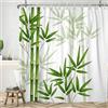 Uiiooazy Tenda Doccia Antimuffa, Tenda da Doccia 180x200cm Bambù Spa Foglie Verde Zen Pianta Motivo Tende da Bagno Tessuto Lavabile Impermeabile Poliestere Tende per Vasca da Bagno con 12 Anelli