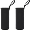 URPIZY Copertura termica per bottiglie, 550 ml, 750 ml, 1000 ml, 1500 ml, 2 pezzi, in neoprene, per attività all'aperto, sport, campeggio, escursioni, viaggi (1500 ml, nero)
