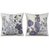 ASDCXZ Set di 2 federe per cuscino, 40 x 40 cm, motivo floreale, primaverile, dipinte a mano, colore lilla, per divano, cuscino decorativo, lavabile, in poliestere, lino, per esterni