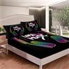 Loussiesd Set di lenzuola con stampa di cuffie colorate, lenzuolo con angoli e musica rock, set di biancheria da letto alla moda, di biancheria da letto, 2 pezzi, per letto singolo