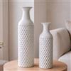 Leewadee Set di 2 Grandi Vasi da Terra 53/41 cm - Alti Vasi in Metallo Bianco per Decorazione Casa