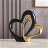 ODMYZG Statua in ceramica a doppio cuore,Elegante cuore per la decorazione,scultura decorativa per la casa,soggiorno,decorazione dell'ufficio,adatta come regalo.
