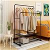 JURMERRY JELUTE Free Stand Appendiabiti Autoportante Canne Doppie Multifunzionale Camera da Letto,nero