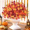 Weldomcor 12 mazzi di fiori artificiali, fiori artificiali per esterni, resistenti ai raggi UV, resistenti alle intemperie, petunie, con eucalipto, bouquet di fiori artificiali per interni, balconi