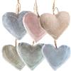 Logbuch-Verlag Cuori da appendere in stoffa, set 6 pezzi: decorazioni da appendere, cuore decorativo, San Valentino, primavera, Pasqua, festa della mamma, allestimento rami, rosa beige grigio, 5 x 6 cm