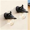 EBION 2 Pezzi Applique Da Esterno E27, Lampada Vintage, Lampade IP44 Impermeabile Lanterna Alluminio Lanterne Lampioni Da Giardino Da Esterno Parete,Max 15w, Nero(Lampadina Non Inclusa)