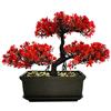 MOVKZACV Bonsai artificiale - Decorazione per camera da letto, per ingresso, camera da letto, estetica e fattoria, bagno, biblioteca, decorazione per ufficio, 28 x 21,8 cm (rosso)