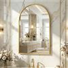 BEAUTYPEAK Specchio da parete ad arco con oro, 61 x 91 cm, infrangibile, in lega di alluminio, montaggio a parete e affidabile, adatto per camera da letto, ingresso, bagno