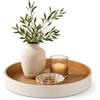 GORESE Vassoio Portacandele,Vassoio Rotondo 30cm Piatto Decorativo Rotondo per Candele Vassoio Portaoggetti in Pelle Centrotavola in Rustico Modern Baby Shower Anniversario Decorazione per La Casa