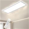 Bowfar Plafoniera LED Rettangolare con Telecomando, Dimmerabile 3000K-6500K, Pannello LED Ultra Piatto 24W con Retroilluminazione per Soggiorno, Camera da Letto, Ufficio, Bagno, 58x20x2,5cm, Bianco