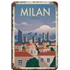 KUEhhhr Targhe in metallo Milano Italia Viaggio Insegne di latta per interni ed esterni casa bar caffè cucina decorazione da parete 30 x 20 cm