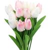 SAMANTHAHALLLTD 12 Pezzi Fiori Finti Tulipani Artificiali Realistici,Real Touch, per feste, casa, decorazioni per matrimoni e decorazioni fai da te (bianco e rosa)