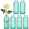Segus Set Vasi Piccoli Vetro per Fiori, 6 Pezzi Vaso Fiori Piccoli Decorativi, Centrotavola Vintage, per Matrimoni, Feste, Casa (Verde)
