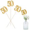SOFPLATE 12 pz Centrotavola per Il 50° Compleanno Numero 50 Decorazioni per Torte Etichetta in Carta Glitterata Bastoncino di Legno 50 Decorazioni per Torte per Il 50° Compleanno Centrotavola PE