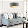 lux.pro Lampada a Sospensione - Altezza 70 cm - Lampada da Soffitto con Paralume a Doppio Cilindro Lampadario con Abat-jour in Tessuto - Grigio/Giallo