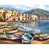 cukol cukol Kit Punto Croce da Ricamare Prestampato Completo, 11CT 36x36 cm | Quadro Mare Paesaggio, Schemi Facili Principianti, Set Ricamo ha Aspetto Raffinato per Decorazioni Parete, Hobby Creativi