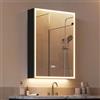 WOLTU Mobile da Bagno con Specchio a LED e Presa Elettrica, Armadietto Bagno con Ingranditore 3x, Funzione Antiappannamento, Display Tempo e Temperatura, in Lega di Alluminio, 50x14x70 cm, Nero