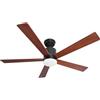 Pepeo GmbH Ventilatore a soffitto a Risparmio energetico Tibu 132 cm, con Telecomando e Illuminazione a LED 22 W, Nero/Marrone-Rossiccio