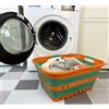 SAMMART Cesto portabiancheria pieghevole in plastica da 42 l, contenitore pieghevole pop-up, cesto portabiancheria portatile, salvaspazio (1, verde foglia/foresta)