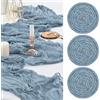 FXKS 3 runner da tavola blu polveroso, 55 x 300 cm, runner da tavola romantico velato, runner da tavola in garza bohémien, runner da tavola rustico per formaggi, per feste di nozze, addio al nubilato