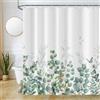 Uiiooazy Tenda Doccia Antimuffa, Tenda da Doccia 180x220cm Foglie Verde Eucalipto Fiori Rosa Farfalla Tende da Bagno Tessuto Lavabile Impermeabile Poliestere Tende per Vasca da Bagno con 12 Anelli