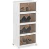 COSTWAY Scarpiera Pieghevole a 3/4/6 Piani, Mobile Multiuso Impilabile con Porte Trasparenti Magnetiche e Ruote Piroettanti Bloccabili, Contenitore con Coperchio per Cibi Giocattoli Abiti (4 Piani)