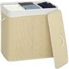HOMCOM Cesto Portabiancheria in Bambù con Coperchio 60x40x60 cm Crema | 144L, Cesto Biancheria Sporca con 3 Scomparti, Sacca Interna Removibile e Lavabile, Maniglie, Cesta Portabiancheria