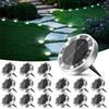 Peasur Luci Solari da Giardino, 16 Pezzi Faretto Led da Esterno Solare da Terra, 8 LED Sepolta Faretti Solari Impermeabile per Prato, Scala, Paesaggio (Bianco Freddo)