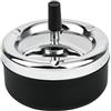 Sumnos - Portacenere Rotante con Coperchio, Posacenere Girevole Antivento, Posacenere da Tavolo in Acciaio Inossidabile Argento + Nero, Modern Style