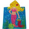 Vico Casa Poncho Mare Bambino in 100% Cotone, Asciugamano da mare per bambini in spugna, taglia unica 60x120cm/ Disegno Sirenetta/Certificato OEKO-Tex