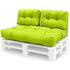 Spatium Cuscini per Pallet Sfoderabili Impermeabile Rivestimento Trapuntato Euro sedile schienale 20 cm di spessore Mela Verde Set da 3