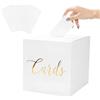 AIWXEEU Scatola per Biglietti di Nozze Bianca con Lettere Dorate a Caldo, 22cm Scatola Porta Buste Matrimonio con 10 Cartoline, Matrimonio in Cartone Urna per Ricevimenti, Anniversari, Lauree, Compleanni