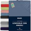 Dreamzie Lenzuolo Con Angoli Cotone - 70x190/200 - Oeko Tex certificato - Blu - Lenzuola Cotone 70x190/200