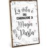 TypeStoff Targa in legno con aforisma - La vita è una combinazione di magia e pasta - stile vintage con frase, per regalo e decorazione, a tema Cucina, Magia, piccole cose della vita - HS-01431-IT