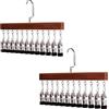 Ysaca Organizer per armadio con 10 clip, organizer salvaspazio da appendere, appendino con clip girevole a 360° per leggings, pantaloni, jeans, gonne, calze, clip in metallo antiscivolo (marrone, 2 pezzi)